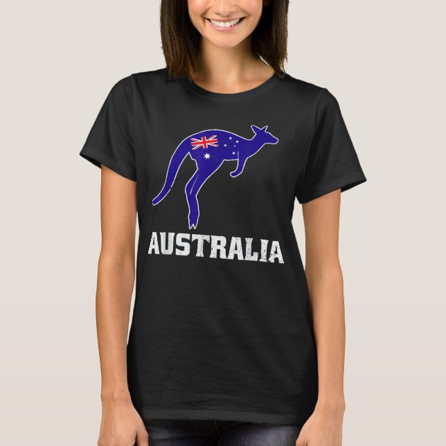 Australian Kangaroo Shirt Australia Flagga Souveni T Shirt (Framsida)