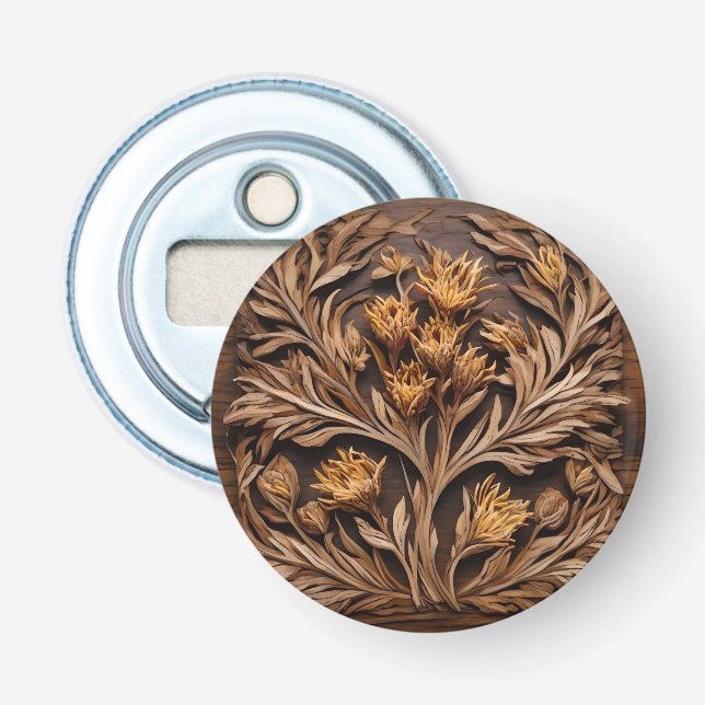 Australian Kangaroo Tass Flower Carving Flasköppnare (Framsidan)