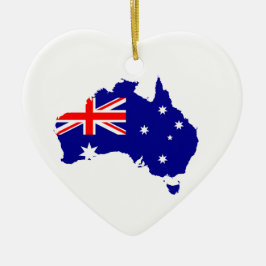 Australian Karta Flagga Heart Ceramic Ornament Gif
