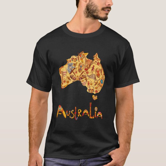 Australian Karta ursprungsuran Aboriginal Australi T Shirt (Framsida)