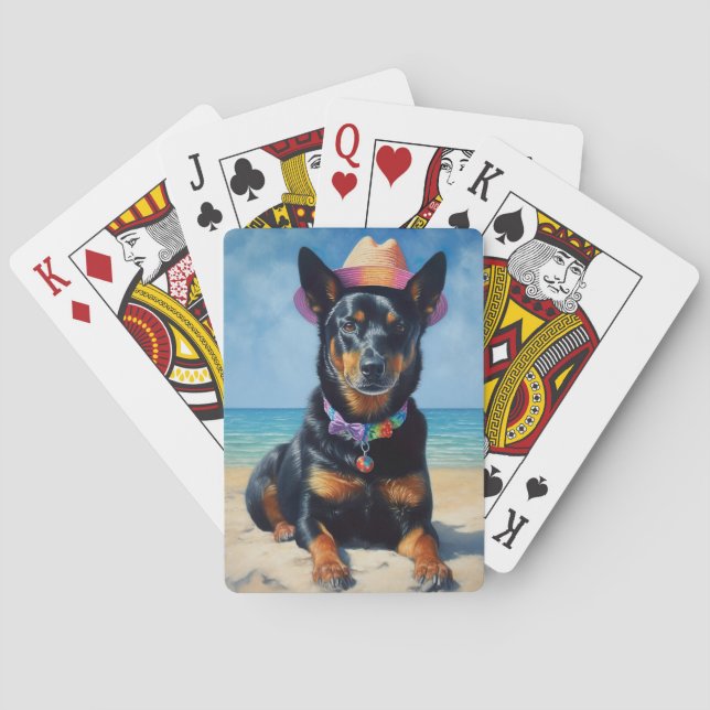 Australian Kelpie Beach,hundälskare sommargåva Casinokort (Baksidan)