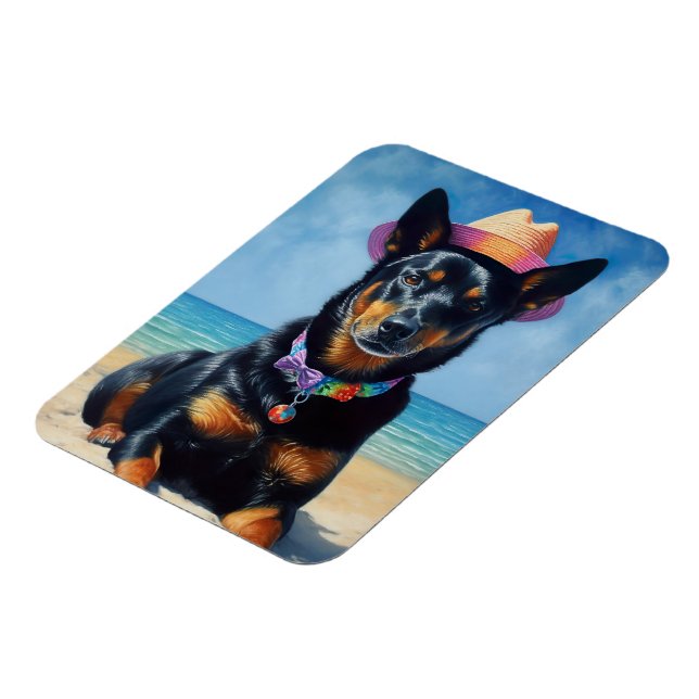 Australian Kelpie Beach,hundälskare sommargåva Magnet (Vänstra Sidan)