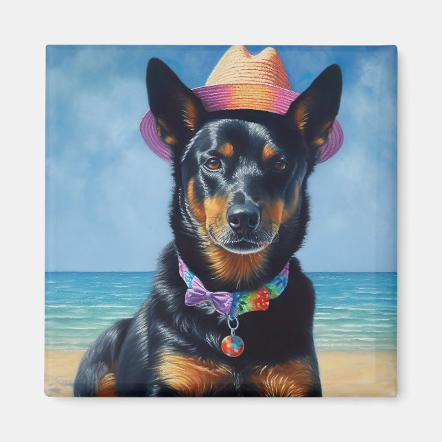 Australian Kelpie Beach,hundälskare sommargåva Magnet (Framsidan)