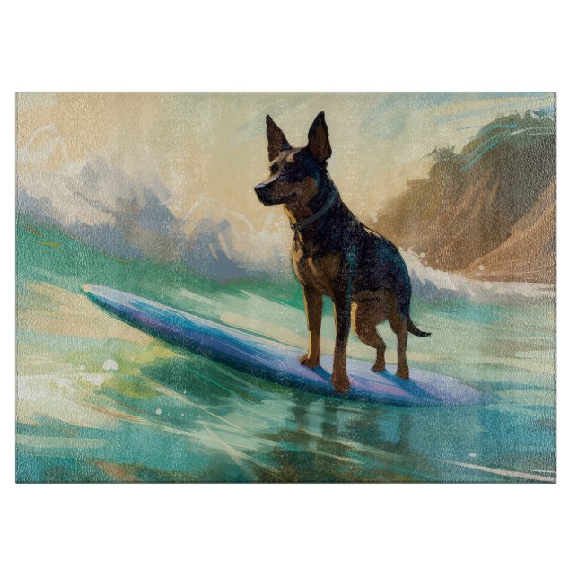 Australian Kelpie Beach Surfing Painting (Framsidan)