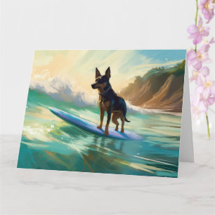 Australian Kelpie Beach Surfing Painting Kort