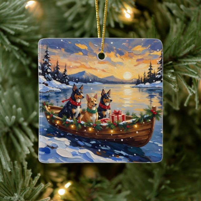 Australian Kelpie Christmas Boat Holiday Julgransprydnad Keramik (Träd)
