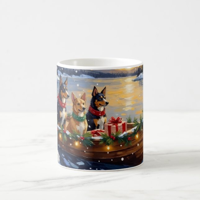 Australian Kelpie Christmas Boat Holiday Kaffemugg (Center)
