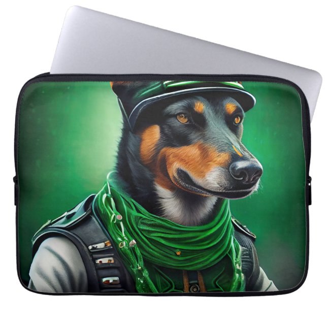Australian Kelpie cykel St. Patrick's Day Laptop Fodral (Framsidan)