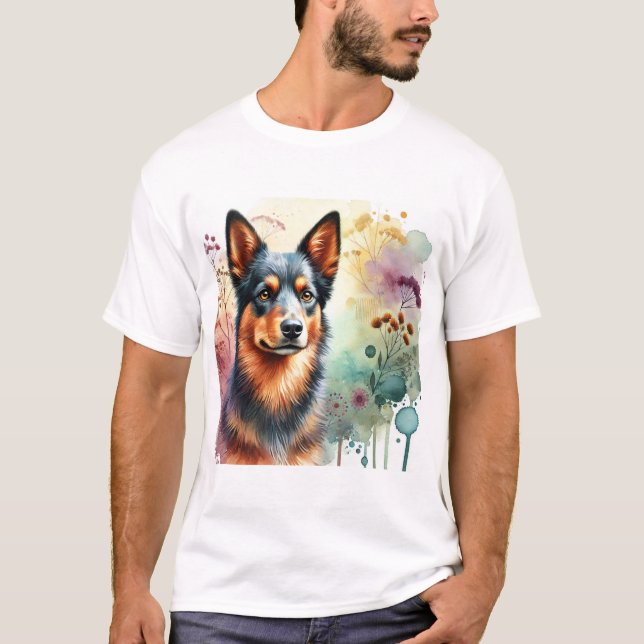 Australian Kelpie Dog 160724AREF206 - Watercolor T Shirt (Framsida)