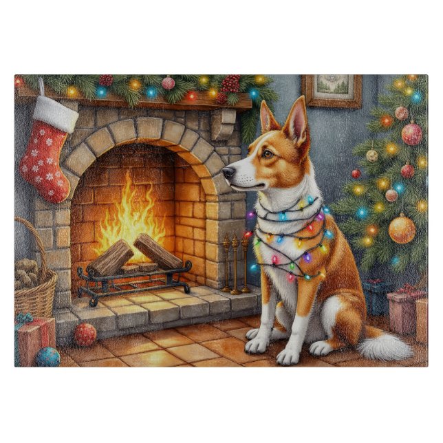 Australian Kelpie Fireplace with Christmas Lights (Framsidan)