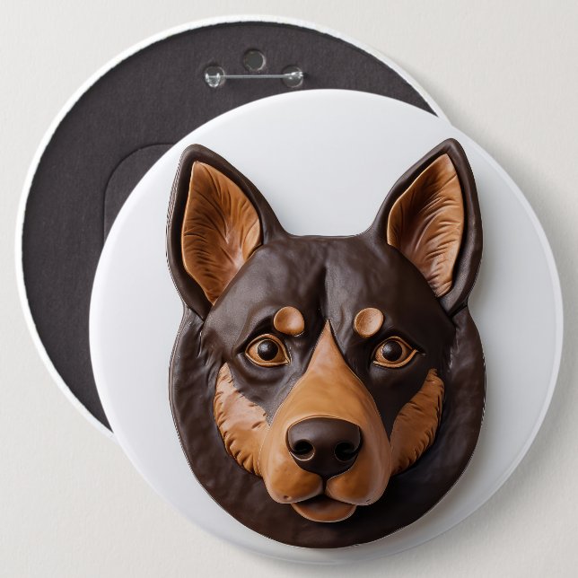 Australian Kelpie Hund 3D Inspired Knapp (Framsida & baksida)