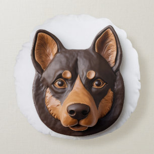 Australian Kelpie Hund 3D Inspired Rund Kudde