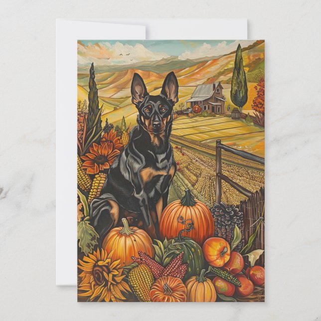 Australian Kelpie Hund Autumn Harvest Thanksgiving Julkort (Framsida)