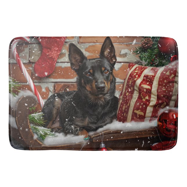 Australian Kelpie Hund jul Festive Badrumsmatta (Framsidan)