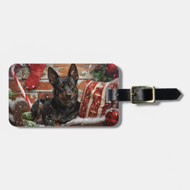 Australian Kelpie Hund jul Festive Bagagebricka (Horisontell Framsida)