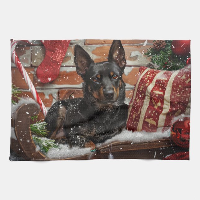 Australian Kelpie Hund jul Festive Kökshandduk (Horisontell)