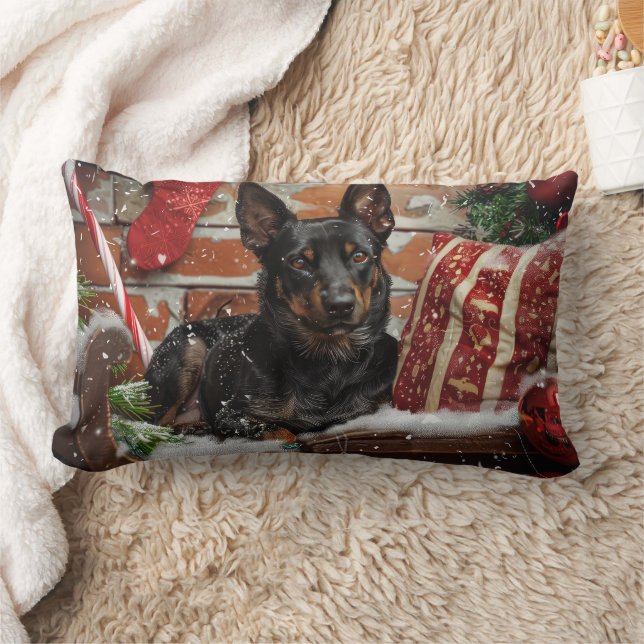 Australian Kelpie Hund jul Festive Lumbarkudde (Filt)