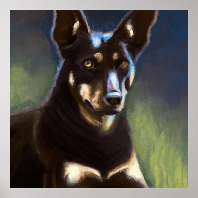 Australian Kelpie - Hund Porträtt Poster (Framsidan)