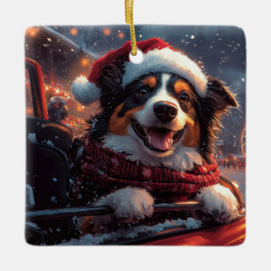 Australian Kelpie Hund Roller Underlägg jul Julgransprydnad Keramik