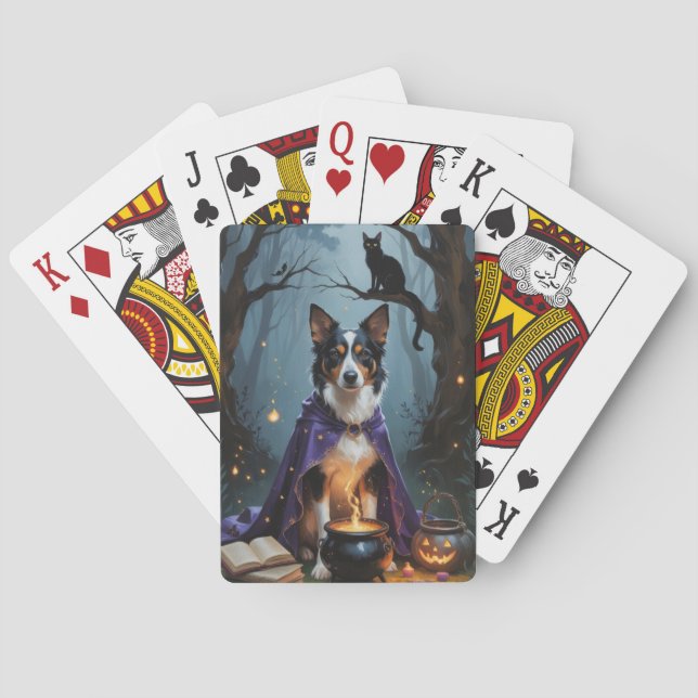 Australian Kelpie Hund Whimsical Halloween-målning Casinokort (Baksidan)