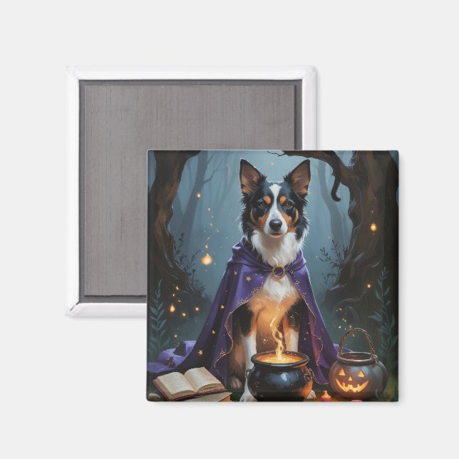 Australian Kelpie Hund Whimsical Halloween-målning Magnet (Front/Back)