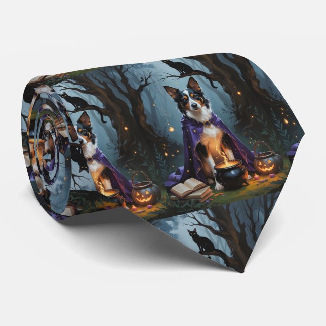 Australian Kelpie Hund Whimsical Halloween-målning Slips (Rullad)