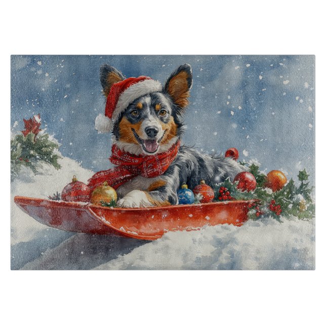 Australian Kelpie i släde Låt det snöa jul (Framsidan)