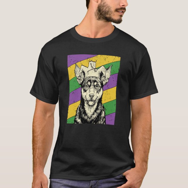 Australian Kelpie Jester Mardi Gras Dog Mom or Dad T Shirt (Framsida)