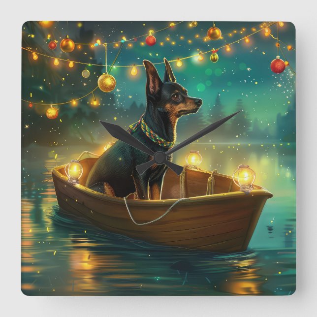 Australian Kelpie jul Festive Voyage Fyrkantig Klocka (Framsida)