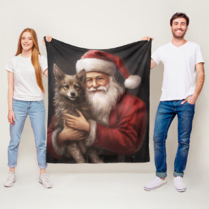 Australian Kelpie med Jultomten jul Fleecefilt