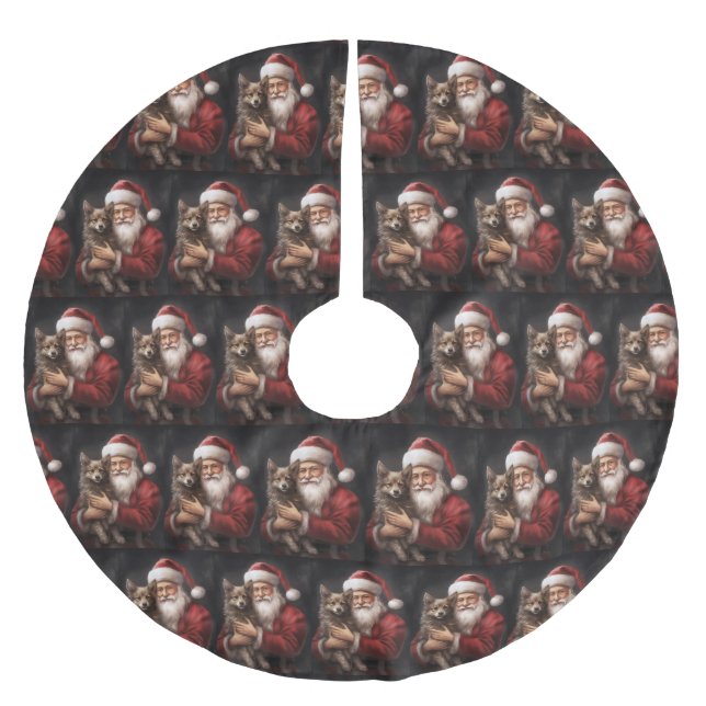 Australian Kelpie med Jultomten jul Julgransmatta Borstad Polyester (Framsidan)