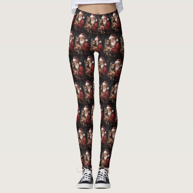 Australian Kelpie med Jultomten jul Leggings (Framsida)