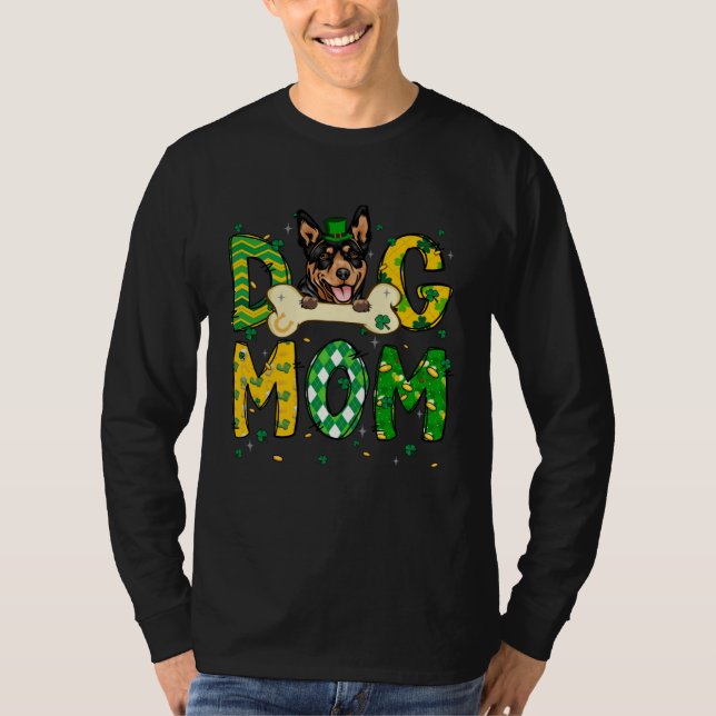 Australian Kelpie Mom Dog Mom Shamrock St Patrick  T Shirt (Framsida)