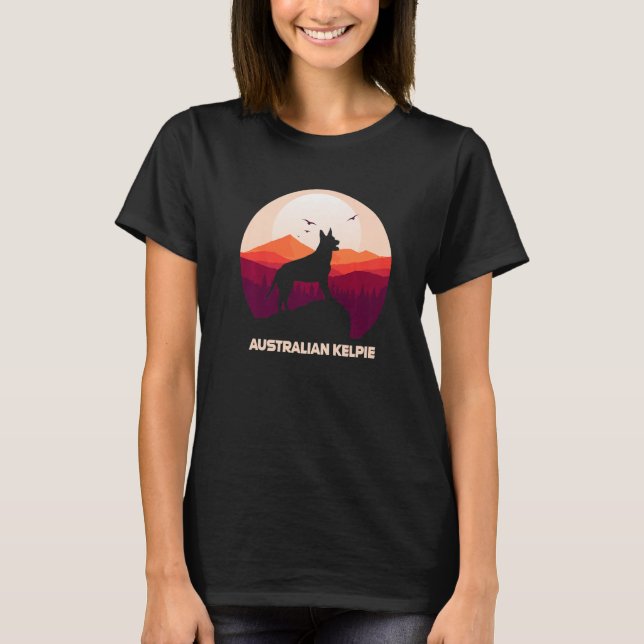 Australian Kelpie och Mountain T Shirt (Framsida)