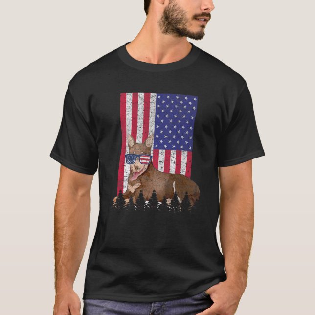 Australian Kelpie Patriotic Hund USA Pride America T Shirt (Framsida)