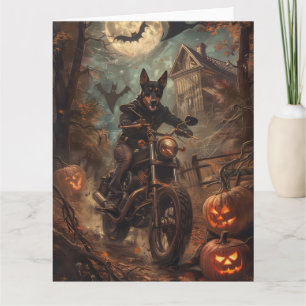Australian Kelpie Riding Motorcycle Halloween Kort