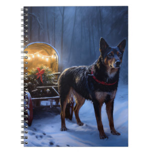 Australian Kelpie Snowy Sleigh juldeeller Anteckningsbok