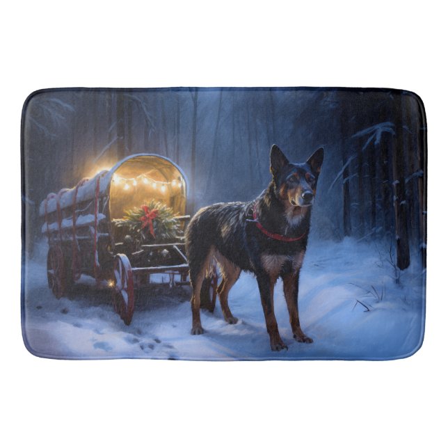Australian Kelpie Snowy Sleigh juldeeller Badrumsmatta (Framsidan)