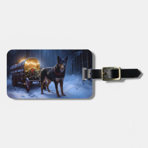 Australian Kelpie Snowy Sleigh juldeeller Bagagebricka