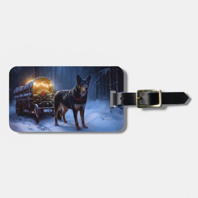 Australian Kelpie Snowy Sleigh juldeeller Bagagebricka (Horisontell Framsida)