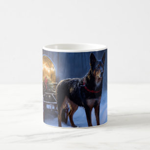 Australian Kelpie Snowy Sleigh juldeeller Kaffemugg