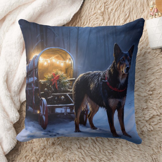 Australian Kelpie Snowy Sleigh juldeeller Kudde (Filt)