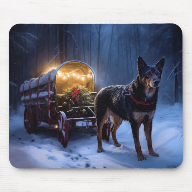 Australian Kelpie Snowy Sleigh juldeeller Musmatta (Framsidan)