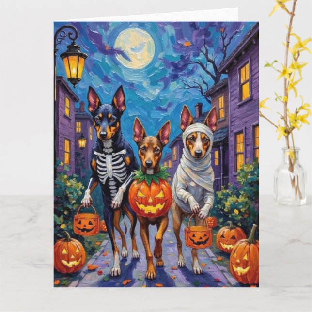 Australian Kelpie Trick-or-Treating Halloween Kort (Gul blomma)