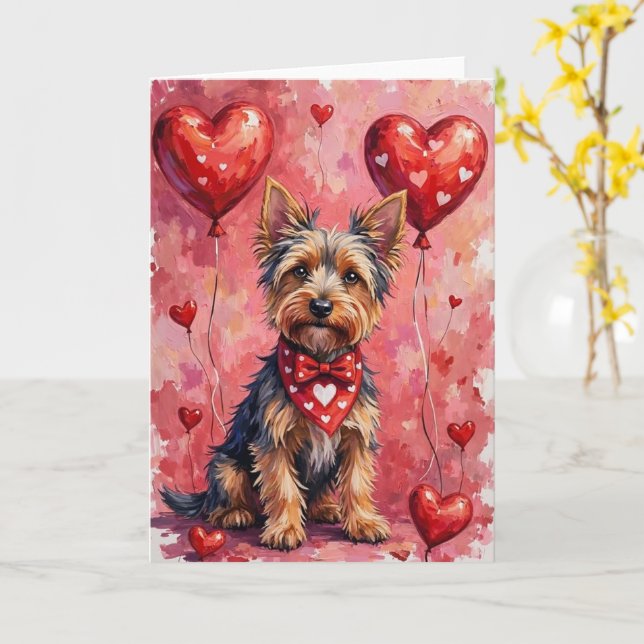 Australian Kelpie Valentine’s Day Dog with Hearts  Kort (Gul blomma)