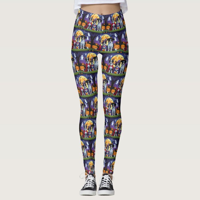 Australian Kelpies Hundar Pumpkin Halloween Funny Leggings (Framsida)