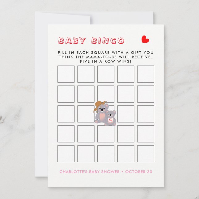 Australian Koala Bear Cute Graphic Inbjudningar (Framsida)