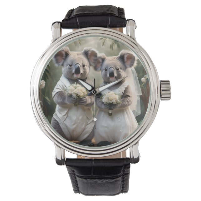 Australian Koala Bear White Bröllop Armbandsur (Framsida)