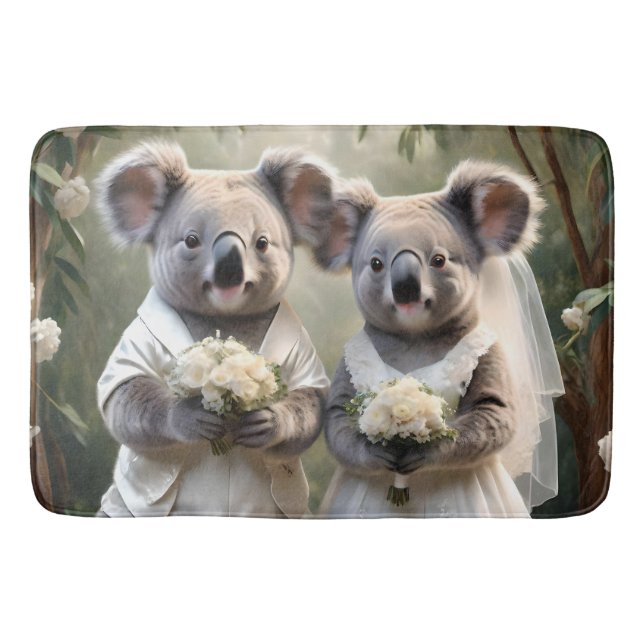 Australian Koala Bear White Bröllop Badrumsmatta (Framsidan)