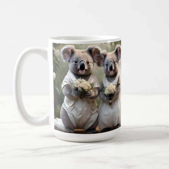 Australian Koala Bear White Bröllop Kaffemugg (Vänster)